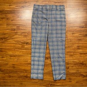 CeCe Women's Gray Blue Plaid Straight Leg Pants Size 10 Classic Corporatecore